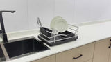 FurnitureXtra Aluminum Dish Drying Rack – Black | Dish Drainer with Drip Tray, Cutlery Holder & Cup Holder