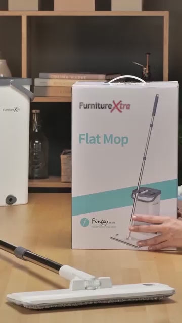 FurnitureXtra Twin-Chamber Mop & Bucket Set – Microfibre Flat Mop with Stainless Steel Handle for Wet & Dry Cleaning (All Floors)